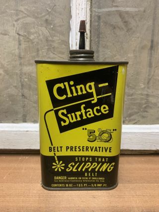 Vintage Cling Surface Belt Preservative 16oz Lead Top Oiler Can 1964 Handy Oil