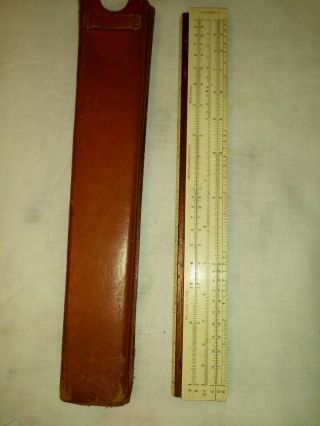 Vintage Keuffel & Esser Co.  Slide Ruler K,  E 4053 - 3 Complete With Leather Case