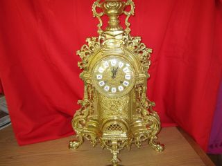 Vintage Ornate Baroque Franz Hermle Clock Brass Bronze Italy