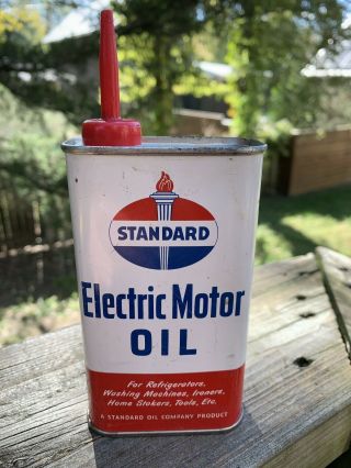 Vintage Standard Electric Motor Oil Handy Oiler 4 Oz Metal Oil Can Gas Sign
