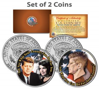President John F.  Kennedy Jackie/john Jr.  Famous Quote On Jfk U.  S.  2 - Coin Set