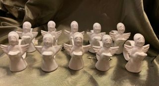 10 - Vintage White Porcelain Choir Singing Angel Napkin Ring Holder 3 " T Glossy