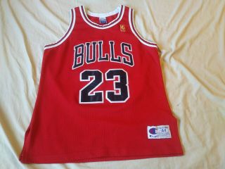 Vtg Authentic Michael Jordan Chicago Bulls Nba 50 Gold Logo Champion Jersey 44