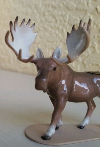 Euc Fine Porcelain Hagen Renaker Male Bull Moose Antlers/rack On Base 3137
