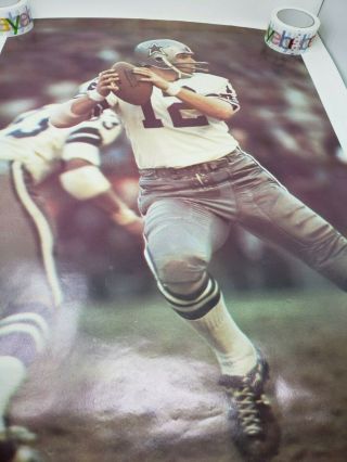 Vintage Roger Staubach Poster 24 " X 36 " Dallas Cowboys 1976 Studio One