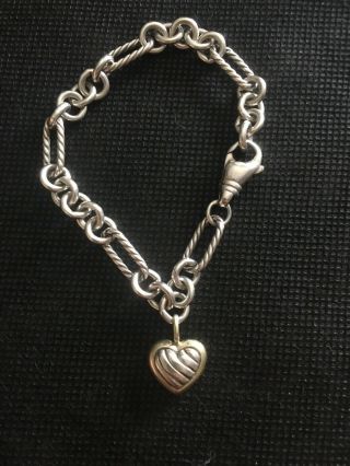 Vintage 18k Gold & Sterling Silver David Yurman 7 " Cable Heart Bracelet