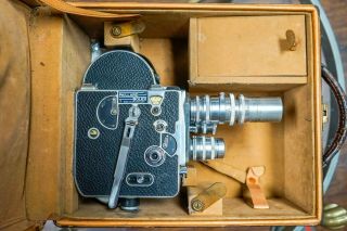 Vintage Paillard Bolex H 16 - F 25 16mm Camera - Switzerland Leather Case 3