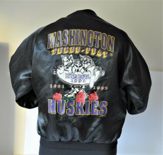 Vintage University Of Washington Huskies Jacket Large 90s Rose Bowl Three - Peat