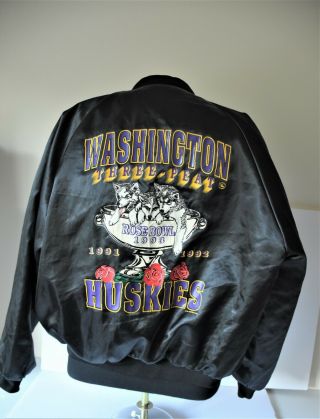 Vintage University of Washington Huskies Jacket large 90s Rose Bowl Three - Peat 2