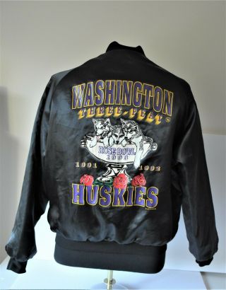 Vintage University of Washington Huskies Jacket large 90s Rose Bowl Three - Peat 3