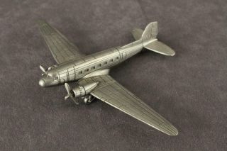 Danbury Pewter Metal Airplane Model Plane Figurine Douglas Dc - 3 Scale 1:157