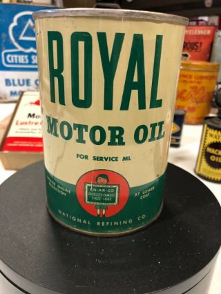 Vintage Royal En - Ar - Co Motor Oil Can Empty Both Lids