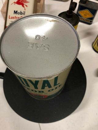 Vintage Royal En - Ar - Co Motor Oil Can Empty Both Lids 3
