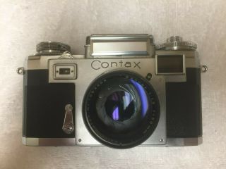 Vintage Contax Iiia 35 Mm Camera - Body In Poor Shape (bad),  Lens Good