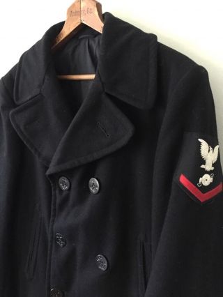 Navy Pea Coat USN Issued Wool 38R Large Vintage Peacoat Vi - Mil 38 2