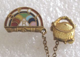 Vintage Masonic Order Of The Rainbow For Girls Pin - Rainbow Girl - Pot Of Gold
