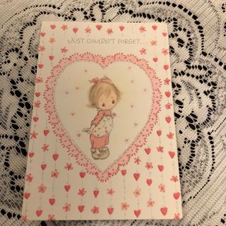 Vintage Greeting Card Valentine Betsey Clark Cute Girl Heart