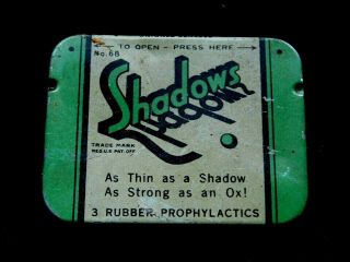 Vintage Shadows Tin Condom Box Prophylactics 3 Rubber Tin Box These Are Rare