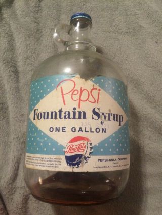 Vintage Pepsi - Cola Fountain Syrup Gallon Soda Jug Paper Label With Cap