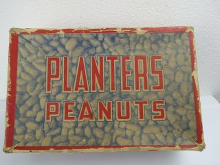 1945 Planters Salted Peanuts 5 Cent Counter Display Box & Lid 8.  5 X 5.  5 X 3.  0