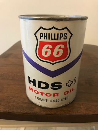 Vintage 1 Quart Phillips 66 Hds,  1 Motor Oil Can Full