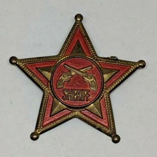 Vintage Sheriff Badge Lapel Pin Toy Metal Crossed Guns Souvenir