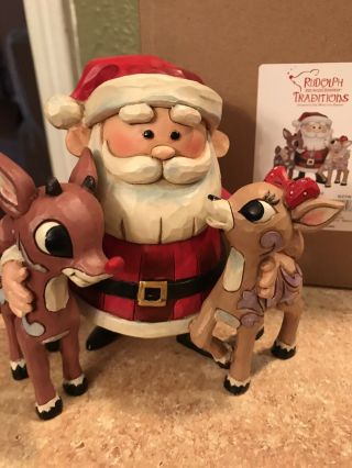 Jim Shore 2015 " Santa,  Rudolph The Red Nose Reindeer And Clarice " 5 " Tall