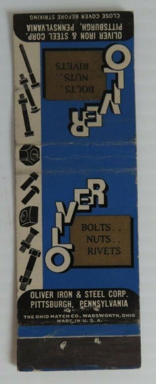 Vintage Oliver Iron And Steel Matchbook Cover (inv23843)