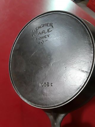 Wagner Ware No.  8 1058e 10 1/4 " Cast Iron Skillet Heat Ring Cleaned Seasoned