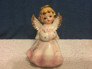 Rare Vintage April Birthday Girl Angel W/ Egg Easter Figurine Japan