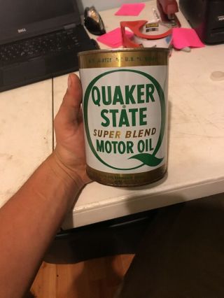 Full Vintage Quaker State Blend Motor Oil Can