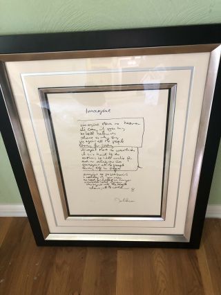 John Lennon IMAGINE limited Edition Silk Screen Print Framed And Plate Signed 2