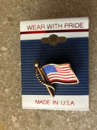 Vintage American Flag Pin On Card From Marshall Fields 1970 