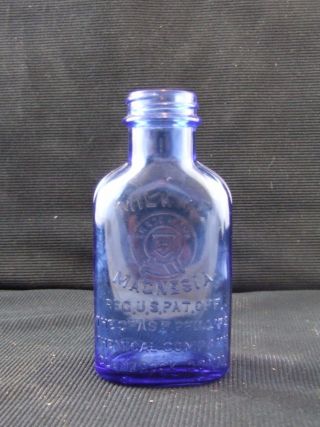 Vintage Apothecary Pharmacy Drugstore Cobalt Blue Milk Of Magnesia Bottle Conn.