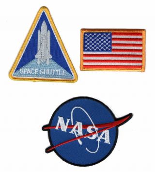 Nasa Space Shuttle Embroidered Set Of 3 Iron On Sew On Patch