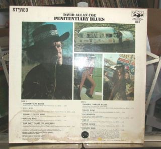 David Allan Coe ‎– Penitentiary Blues 1969 US 1st Pressing SSS - 9 VG,  VINYL 3