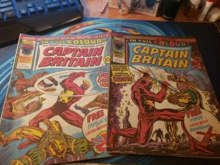 Captain Britain No 1 And 2 Uk 1976 No Mask 1st App Origin Great Cond