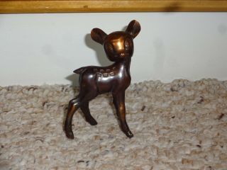 Vintage Japan Copper Tone Metal Deer Fawn Bambi Nodder Figurine Estate Find