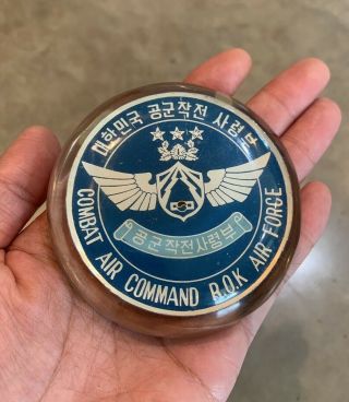 Combat Air Command Republic Of Korea Rok Force Paperweight 70s Era