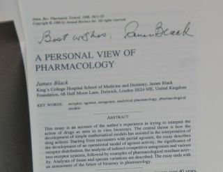 A Personal View Of Pharmacology By James Black (1996) Signed Nobel Prize Winner