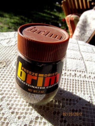 Vintage Brim Instant Decaffeinated Coffee 2 Oz Jar Nos 70s Or Early 80s