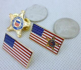 3 Mini Usss United States Secret Service Lapel Hat Tie Pin American Flag