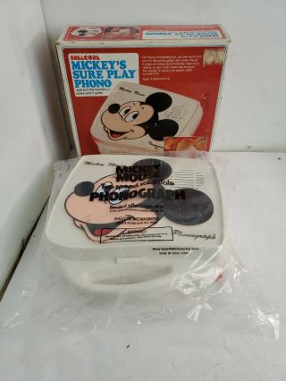 Vintage Shelcore Walt Disney Mickey Mouse Phonograph Record Player