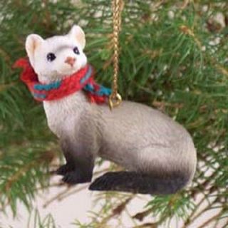 Ferret Ornament Resin Hand Painted Figurine Christmas Collectible Animal Holiday