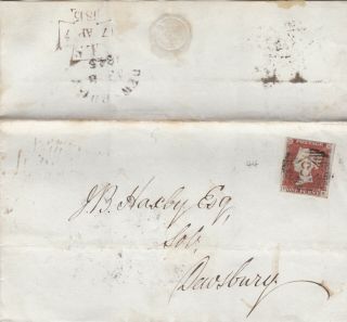 1845 Qv London =8= Numeral On Cover With A 4 Margin 1d Penny Red Stamp