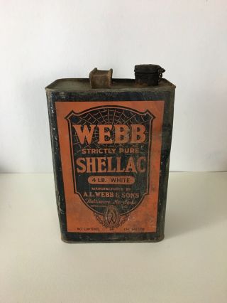 Vintage Webb Shellac 1 Gallon Can