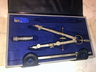Vintage Alvin Beam Compass Drafting Set Drawing Tools Made In Germany Vg