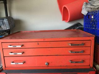(vintage) Mac Tools Riser Middle Transition Tool Box With 3 Drawers - Red Mb - 503r