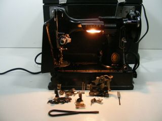 Vintage 1955 Singer 221 - Featherweight Sewing Machine With Pedal & Case Al