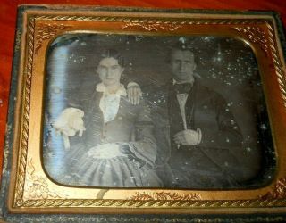 Quarter Plate Daguerreotype of Young Couple in Half Case 2